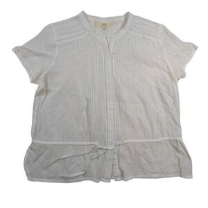 Athe‎ Vanessa Bruno Pintuck Cotton Blouse – Women's 36 White Tie Waist